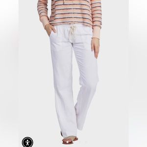 Roxy white linen beach pants